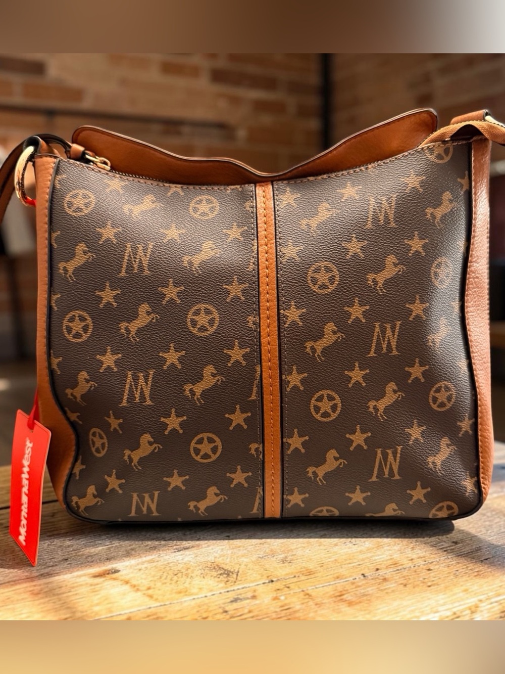 Montana West NWT Cognac 2-Tone Hobo Shoulder Bag & Crossbody w/Concealed Carry